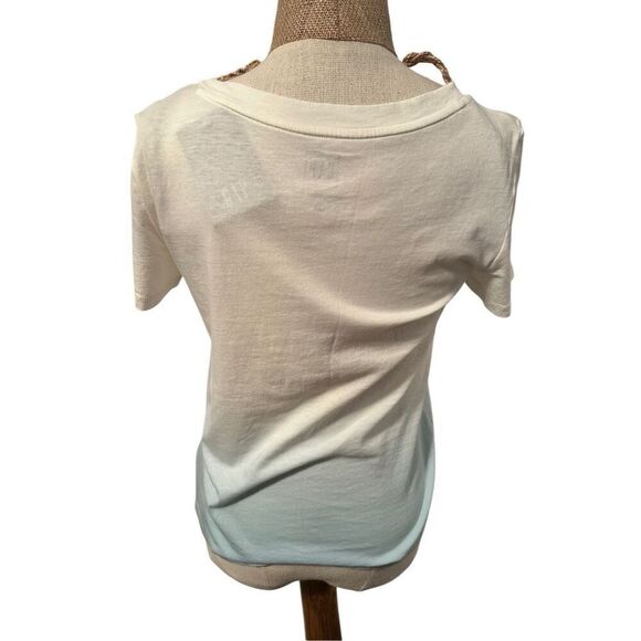 Gap ombré short sleeve tee Sz XS blue/white cotton v-neck - Picture 2 of 6